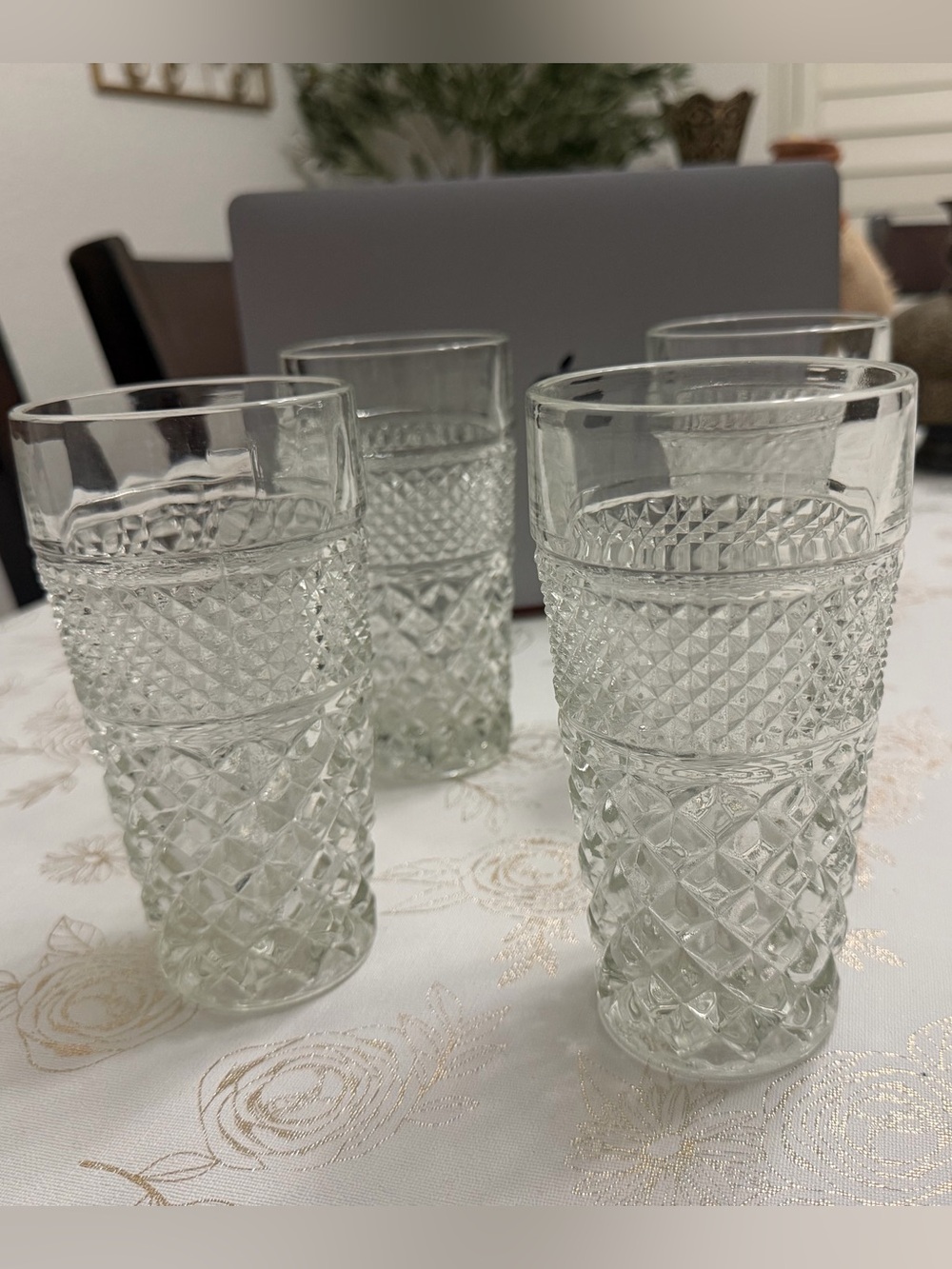 Set of 4 Vintage Anchor Hocking Wexford Tumblers Glasses 8oz 5.5”